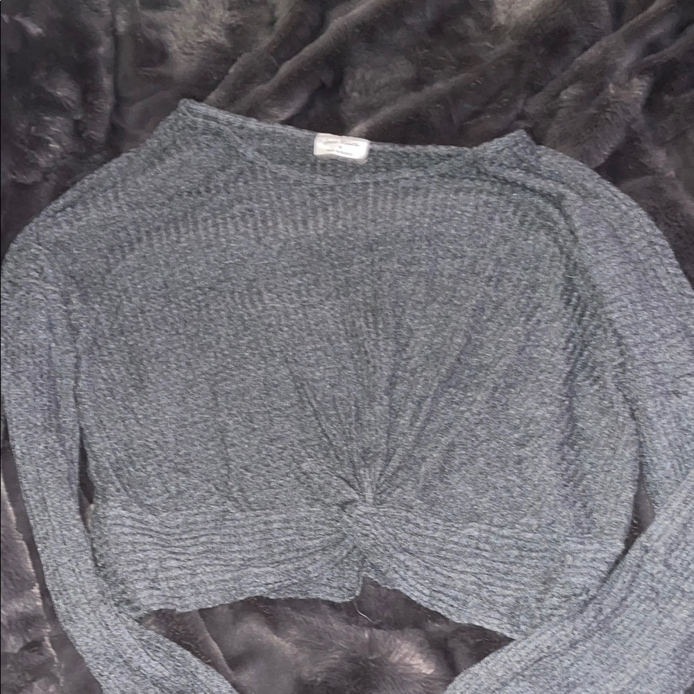 Gray Textured Long Sleeve Top